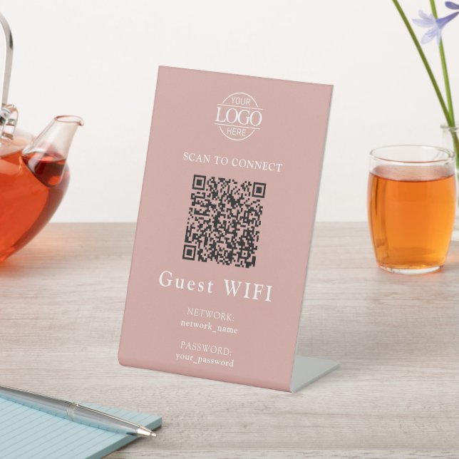 Simple Wifi Password &  Network | Business QR Code Pedestal Sign (In SItu)