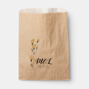 Simple Wild Flower Hand Drawn Wedding Favour Bags