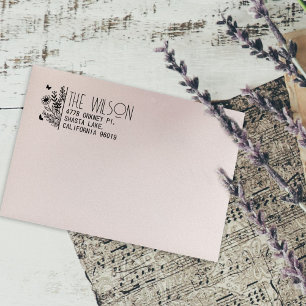 Simple Wild Flowers Return Address Rubber Stamp