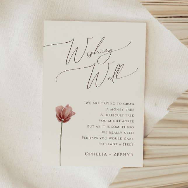 Simple Wildflower | Beige Wedding Wishing Well Enclosure Card (Creator Uploaded)