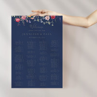 Simple Wildflower Blue Alphabetical Seating Chart