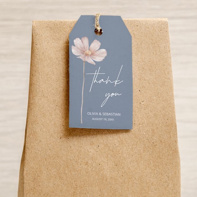 Simple Wildflower Boho | Dusty Blue Thank you Gift Tags (Creator Uploaded)