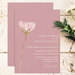Simple Wildflower Boho   Dusty Rose Wedding Invitation