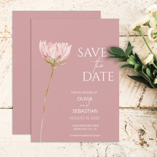Simple Wildflower Boho Dusty Rose Wedding Save The Date