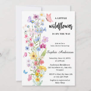 Simple Wildflower Boho Floral Neutral Baby Shower Invitation