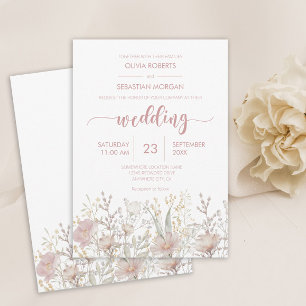 Simple Wildflower Boho Wedding Invitation