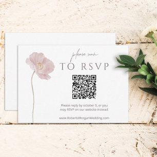 Simple Wildflower Boho Wedding RSVP with QR Code Card