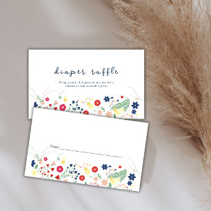 Simple Wildflower Diaper Raffle Baby Shower Enclosure Card