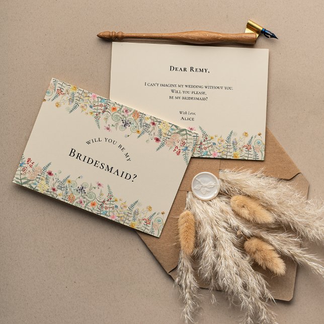 Simple Wildflower Fern Bridesmaid Proposal Card (Creator Uploaded)