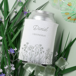 Simple Wildflower Floral Any Colour Groomsman Can Cooler