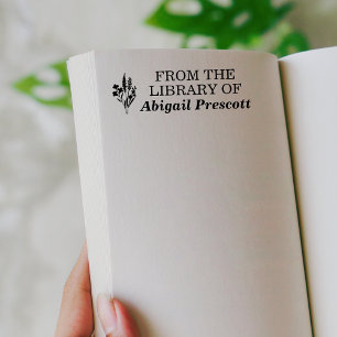 Simple Wildflower From The Library Of Bookplate Self-inking Stamp