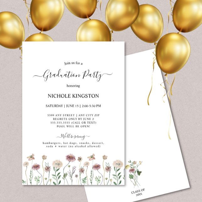 Simple Wildflower Graduation Party Invitation (Creator Uploaded)