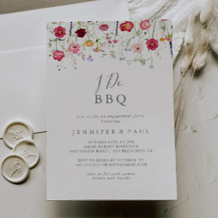 Simple Wildflower I Do BBQ Engagement Party Invitation