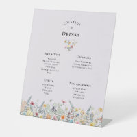 Simple Wildflower Lavender Wedding Drinks Menu