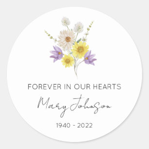 Simple Wildflower Memorial  Classic Round Sticker