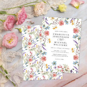Simple Wildflower Modern Rustic Garden Wedding Invitation