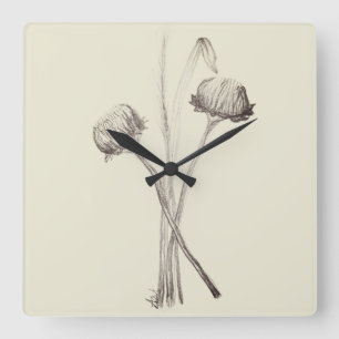 Simple Wildflower of the Field Bouquet Square Wall Clock