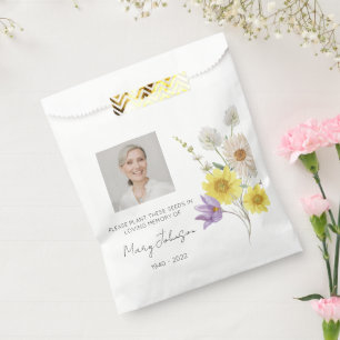Simple Wildflower Photo Funeral Seed Favour Bags