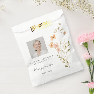 Simple Wildflower Photo Funeral Seed Favour Bags