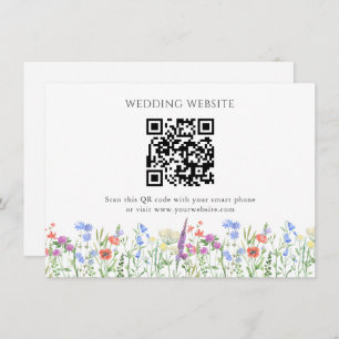 Simple Wildflower QR Code Wedding  Enclosure Card
