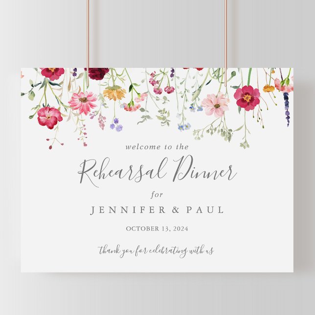 Simple Wildflower Rehearsal Dinner Welcome  Poster (Creator Uploaded)