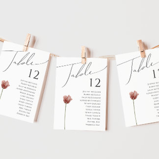 Simple Wildflower | Table Number Chart