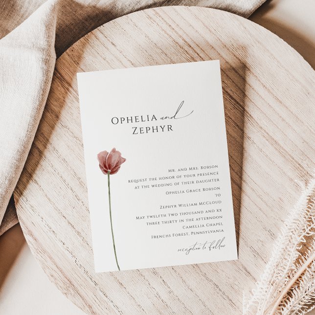 Simple Wildflower | Traditional Wedding Invitation (Creator Uploaded)