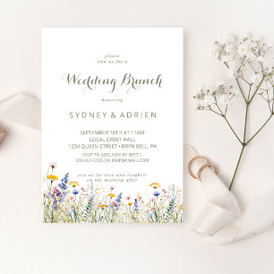 Simple Wildflower Wedding Brunch Invitation