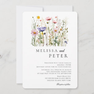 Simple Wildflower Wedding Invitation
