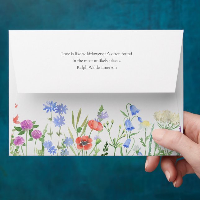 Simple Wildflower Wedding Invitation Envelope (Hand)