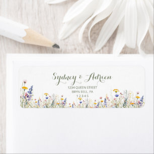Simple Wildflower Wedding Invite Return Address