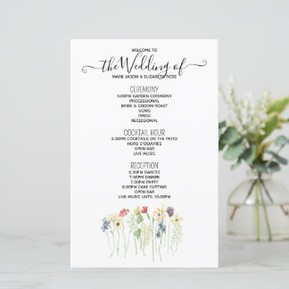 Simple Wildflower Wedding Program