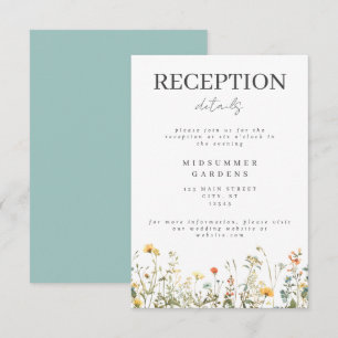 Simple Wildflower Wedding Reception Enclosure Card