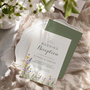Simple Wildflower Wedding Reception Only Invitation