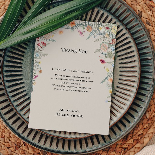 Simple Wildflower Wedding Reception Thank You Card (Creator Uploaded)