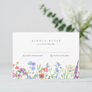 Simple Wildflower Wedding RSVP  Card