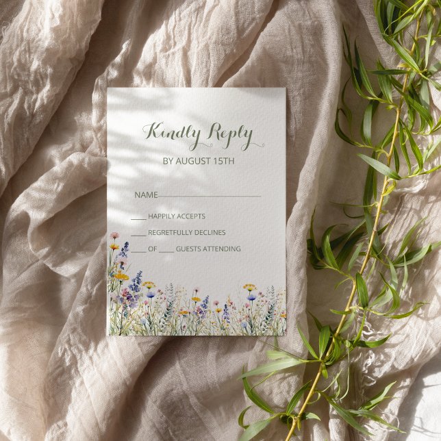Simple Wildflower Wedding RSVP Card (Creator Uploaded)