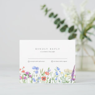 Simple Wildflower Wedding RSVP Card