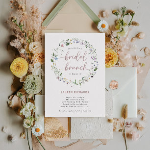 Simple Wildflower Wreath Bridal Brunch Invitation