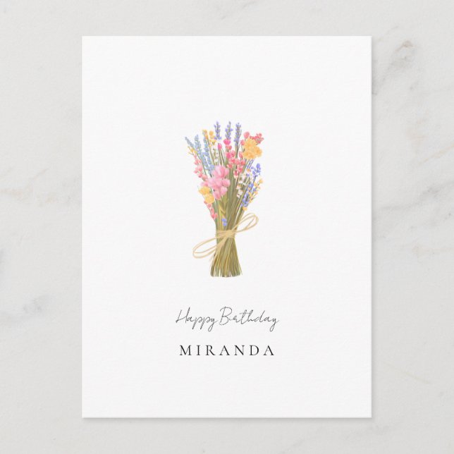 Simple Wildflowers Birthday  Postcard (Front)