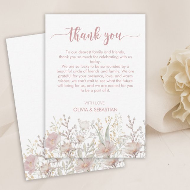 Simple Wildflowers Boho Wedding Thank You Card (Creator Uploaded)