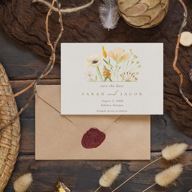 Simple Wildflowers Botanical Wedding  Save The Date (Creator Uploaded)