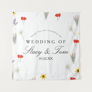 Simple Wildflowers Hand Drawn Wedding Thank You   Tapestry