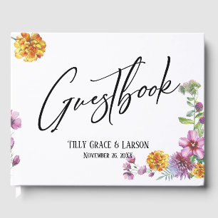Simple Wildflowers & Handwriting Guestbook