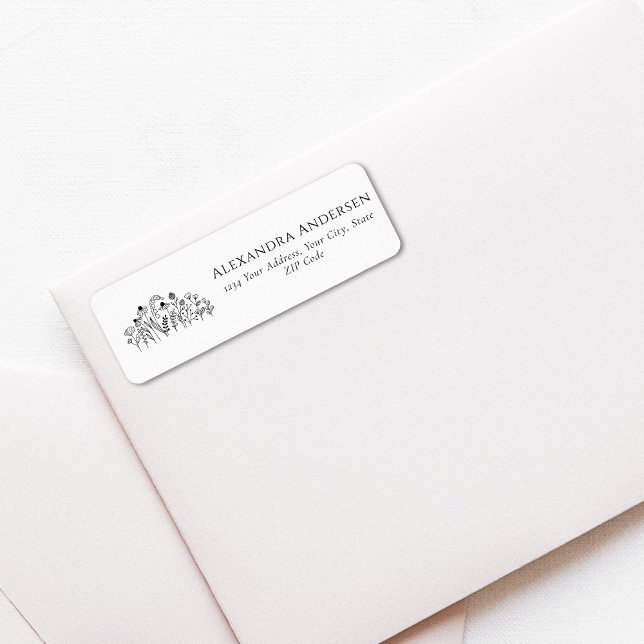 Simple Wildflowers Minimalist Floral Address (Simple Wildflowers Minimalist Floral Address label)