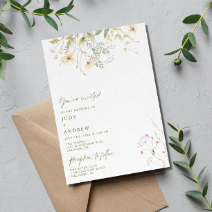 Simple Wildflowers Wedding Invitation