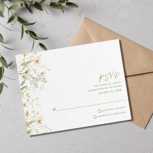 Simple Wildflowers Wedding RSVP Card