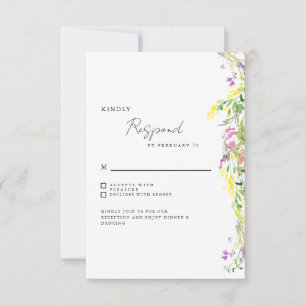 Simple Wildflowers Wedding RSVP Card