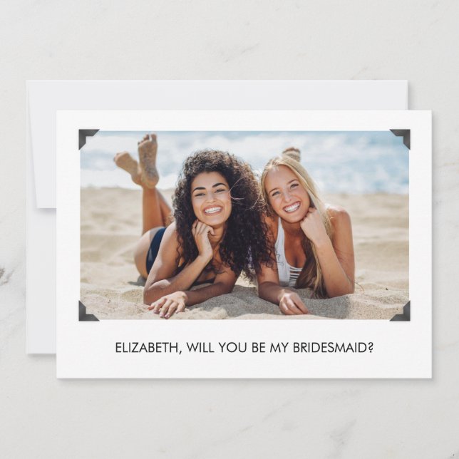 Simple Will You Be My Bridesmaid Photo Card (Front)