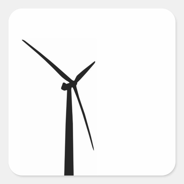 Simple wind turbine green energy silhouette square sticker (Front)